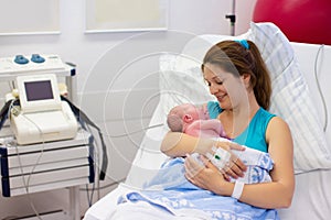 Young mother giving birth to a baby