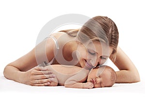 Young mother and newborn son