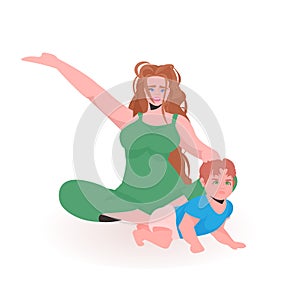 Young mother playing with newborn baby happy family spending time together motherhood concept