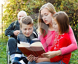 Young mother telling a story