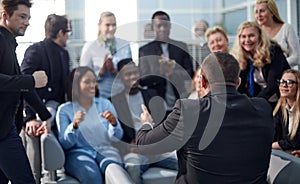 Young multi ethnic business people group in the meeting room