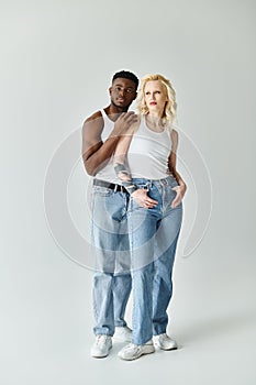 A young multicultural couple standing together