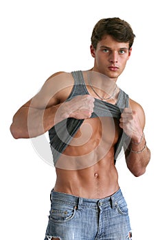 Young Muscular Man Showing His Abs