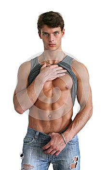 Young Muscular Man Showing His Abs