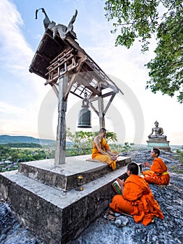 Young novice monks learning