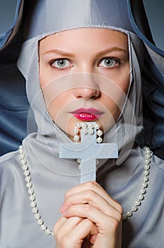 Young nun in religious