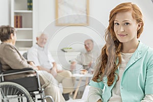 Young nurse at retirement home