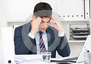 Young office manager is having complicated issue in project