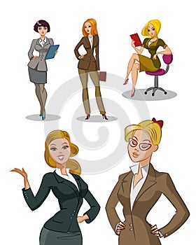 Young office workers. Business woman. Womans set