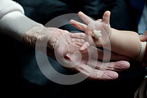 young and old hands