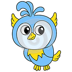 The young owl is glancing, doodle icon image