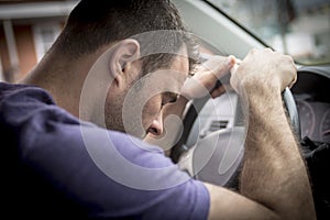 Young owner man with his car