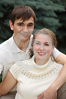 Young pair outdoor in summer