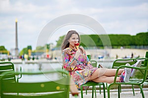 Young Parisian woman in the Tuileries garden