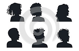 Young people avatar silhouettes collections vector