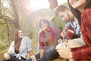 Young people camping