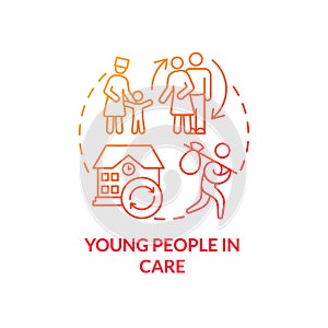 Young people in care red gradient concept icon