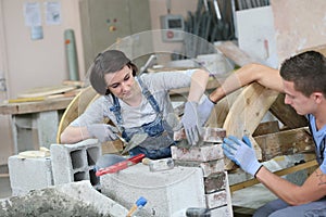 Young people in craftsmanship training