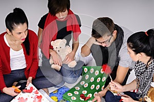 Young people creating gifts