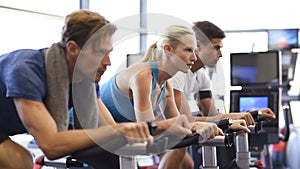 Young people doing spinning