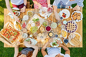 Young people eating outside