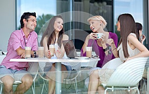 Young people enjoying coffee