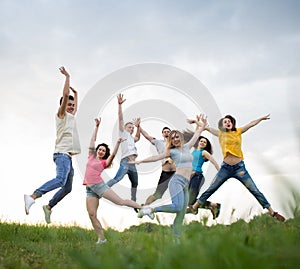 Young people jumping