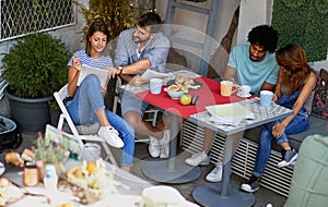 Young people learning together outdoor