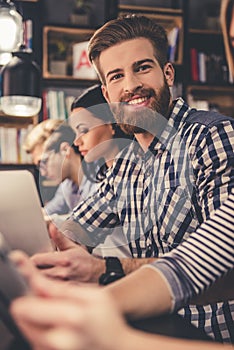 Young people in the library