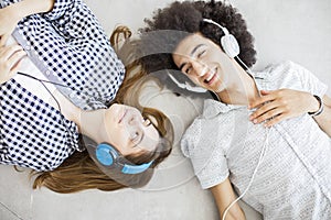 Young people listening music