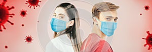 Young people in medical masks