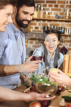 Young people partying at home