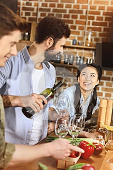 Young people partying at home