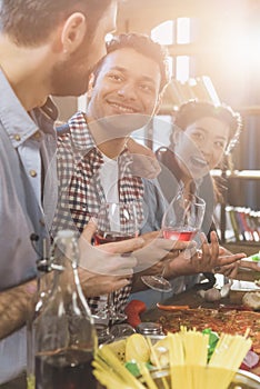 Young people partying at home