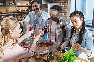 Young people partying at home