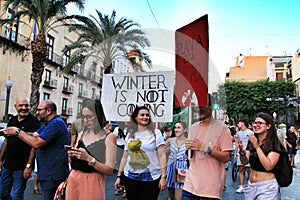 Young people protesting against climate change in Elche