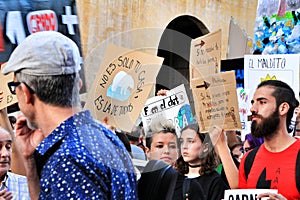 Young people protesting against climate change in Elche