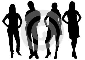 Young people silhouette vector photo