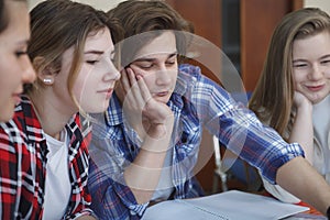 Young people studying together