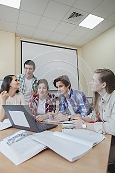 Young people studying together