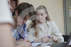 Young people studying together