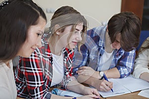 Young people studying together