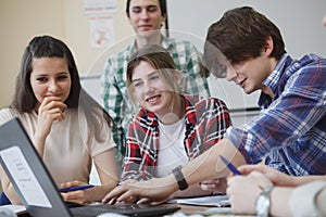 Young people studying together