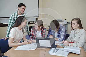 Young people studying together