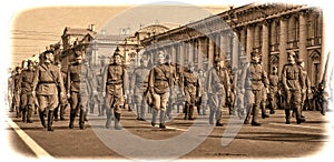 Young people in the uniform of the Second World War.