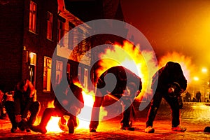 Young people using carbide as fireworks on new years eve