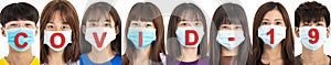 Young people  wearing medical masks with prevent  covid-19 concept photo