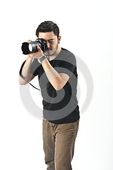 A young photographer busy at work
