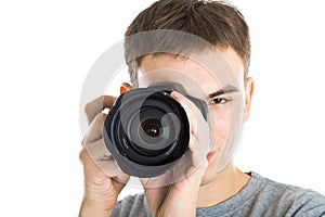Young photographer with camera