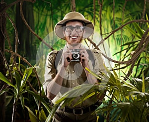 Young photographer in the jungle